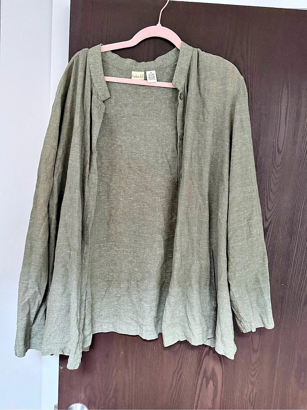 linden hill Linen Blend Open Front Cardigan 2X